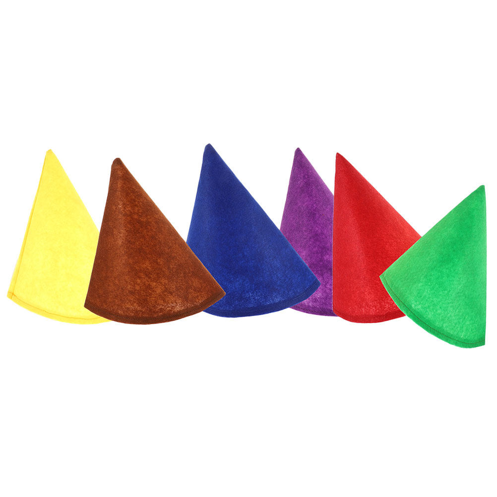Party Hat Cone - フェルト製のコーン型帽子6個セット。カラフルなパーティーハットで、エルフのコスチュームや誕生日、ハロウィン、クリスマスなどのイベントに最適。パーティー用のアクセサリーとしても。