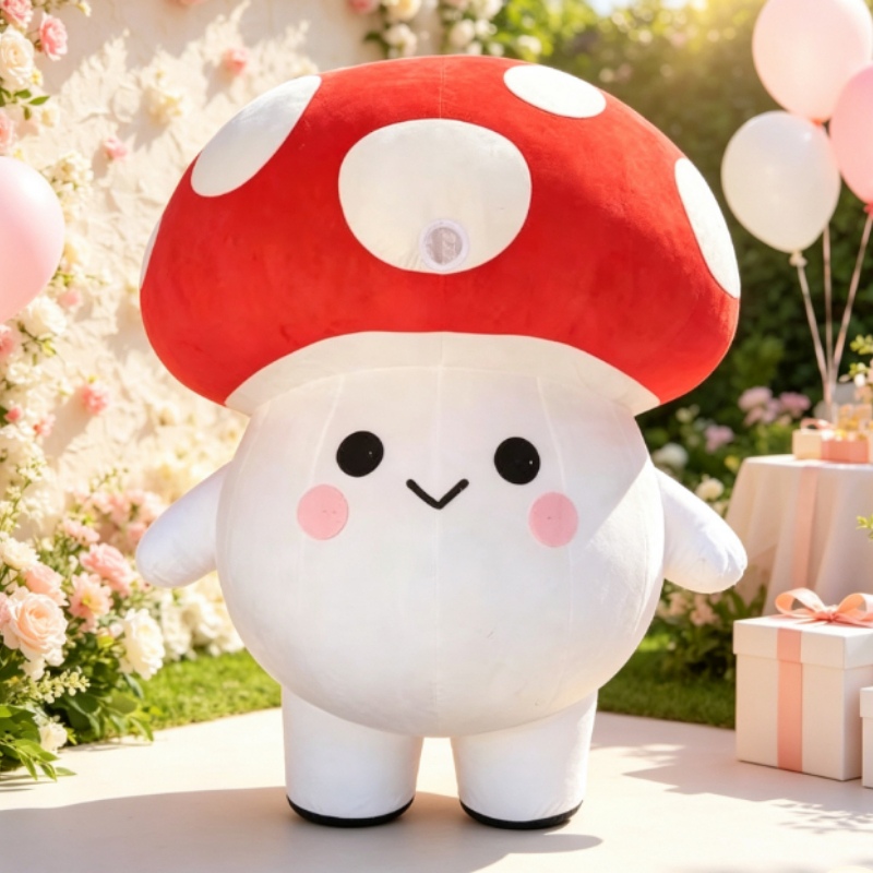 Event & Party Supply - 空気で膨らませるキノコの着ぐるみ。大人用。クリスマスパーティーやイベントで着用できる、歩行可能な、かわいらしいキャラクターコスチューム。