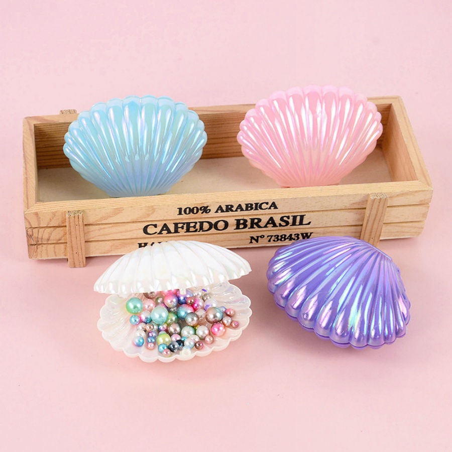 Event Party Box - カラフルな貝殻型のキャンディギフトボックス5個セット。人魚をテーマにした小さな収納ボックスで、誕生日、結婚式、お祝いのパーティーでのプレゼントやギフトの包装に最適です。