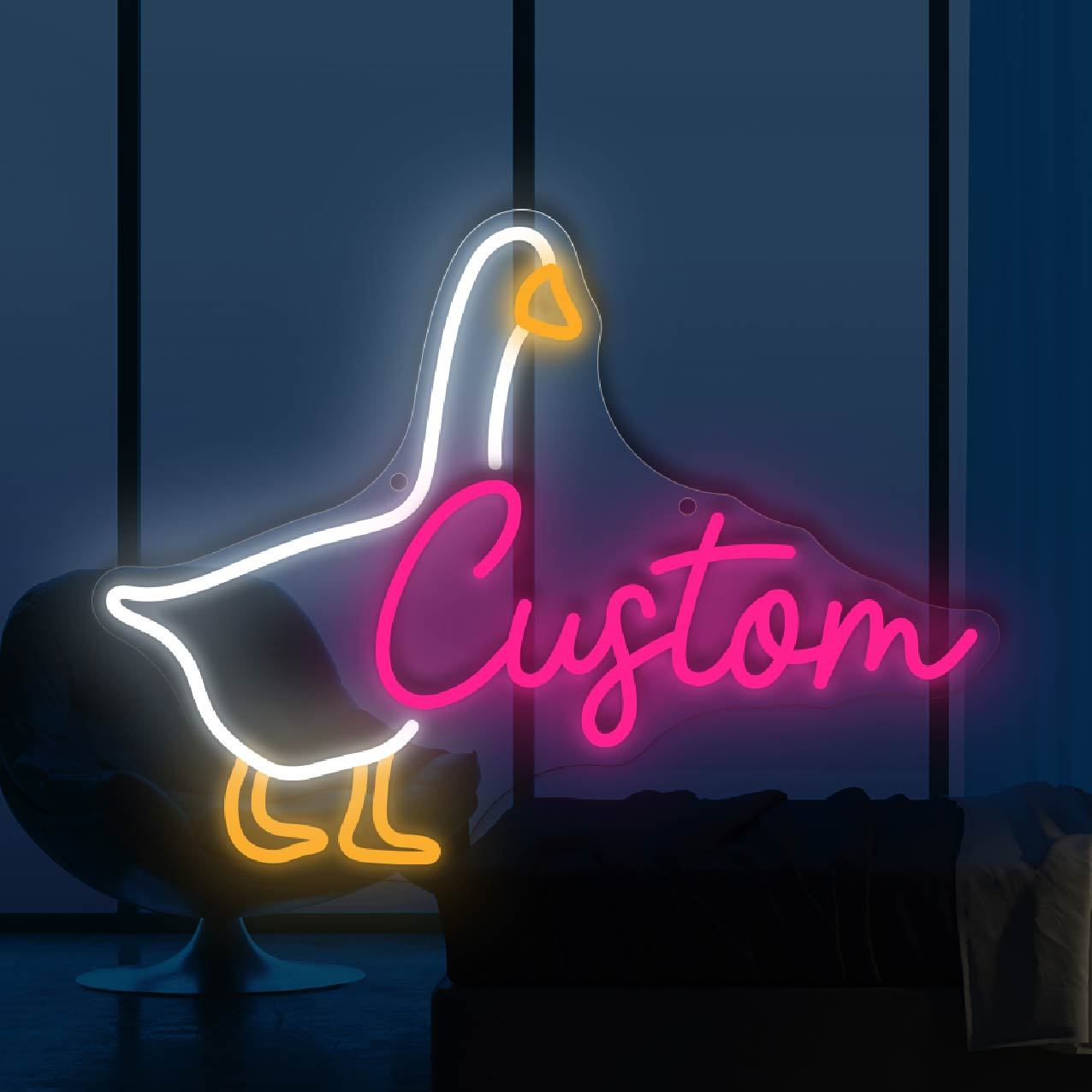 Neon Sign Party - テキストとガチョウのデザインが入ったカスタムネオンサイン、屋内/屋外装飾用、結婚式/誕生日/パーティーのギフト、部屋の壁飾り、家の装飾に。