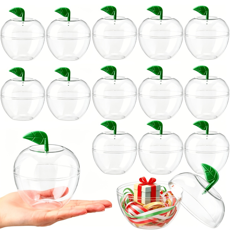 透明なリンゴ型のプラスチック製ボックス30個入り。中身を入れ - Event Party Box のレビューと価格