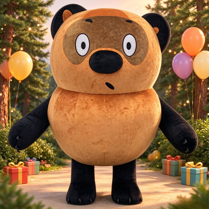 茶色と黒色のクマの着ぐるみ。大人用、全身を覆う、ふわふわ素材 - Event & Party Supply のレビューと価格