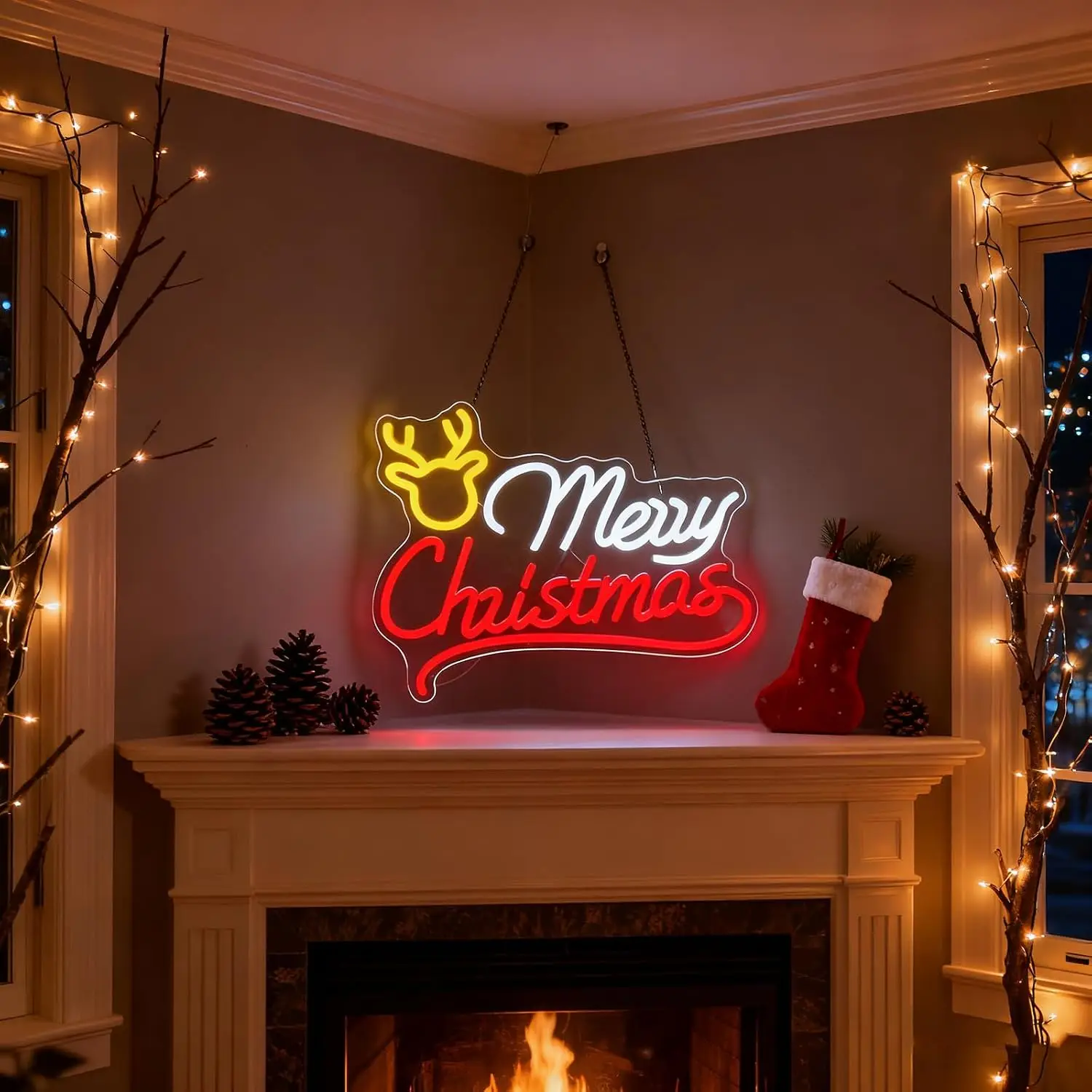 メリークリスマス！トナカイのネオンサイン、USB電源式LED - Neon Sign Party のレビューと価格