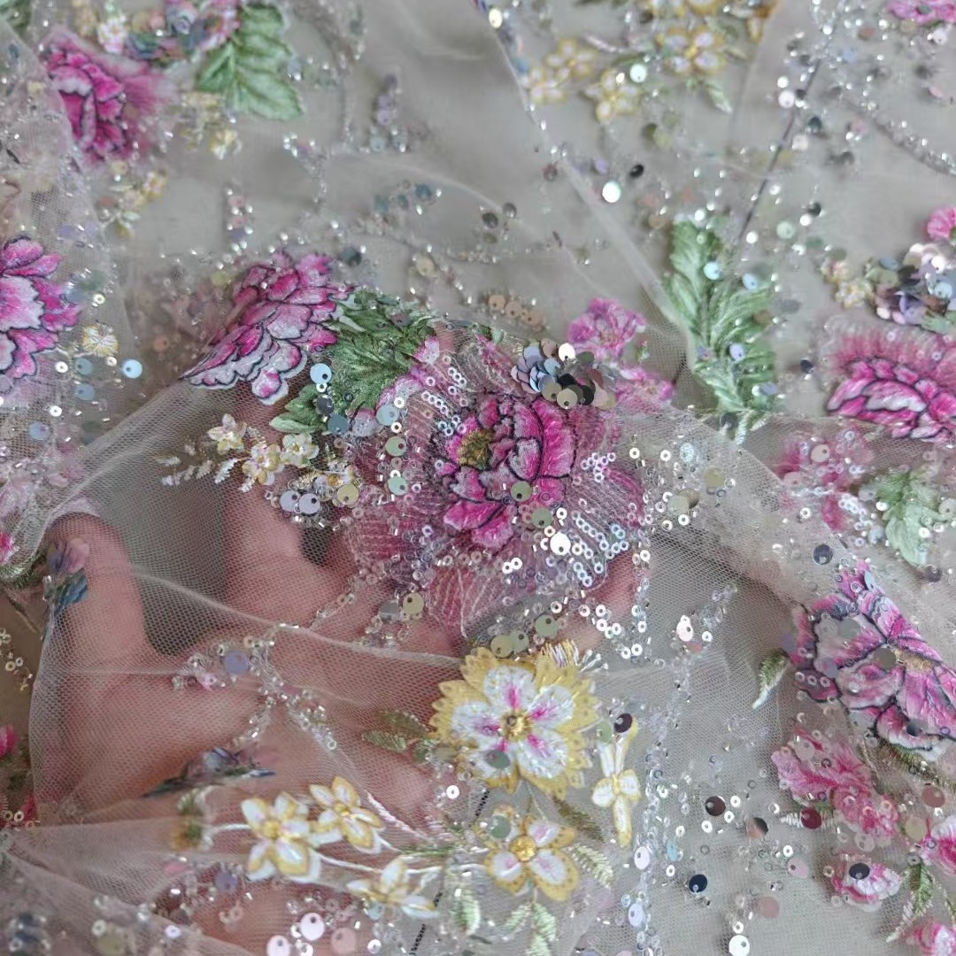 1 メートル 120 センチメートル幅高級ビーズレース生地  - Glitter Tablecloth のレビューと価格