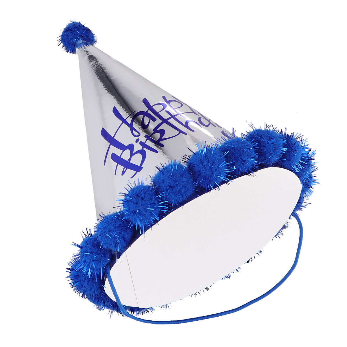 5個入り レーザーホイル紙製ポンポン付きバースデーハット。キ - Party Hat Cone のレビューと価格